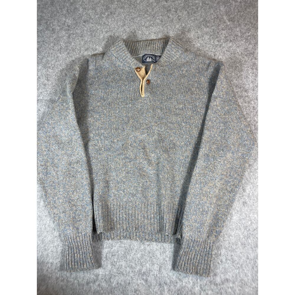 Vintage 90s Boat House Row 1/4 Button Pullover Sweater Mens XL Gray Wool Blend